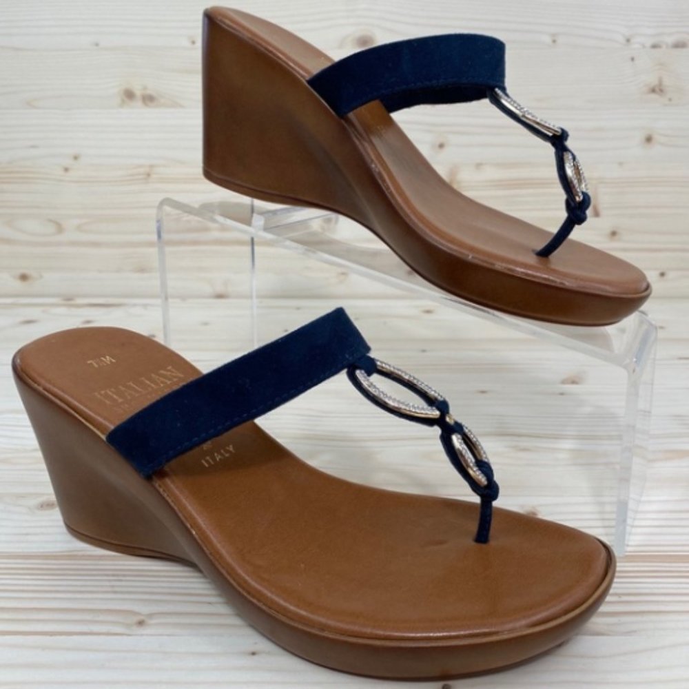 Italian Shoemakers Navy Wedge Sandals